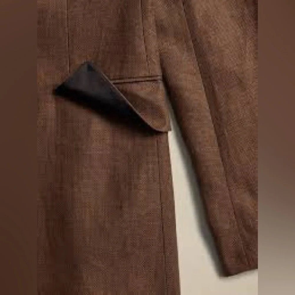NWT! Banana Republic Toasted Hickory Brown Isola Hourglass Linen Blazer -Size 0🩷